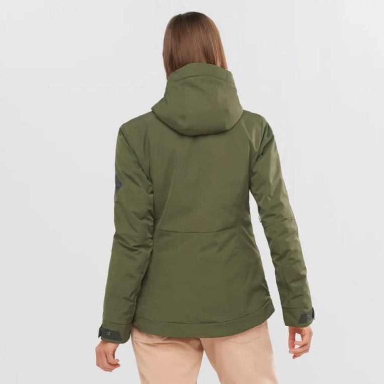 Olive Salomon Snow Rebel Insulated Hoodie Women's Ski Jackets | PH 64832N